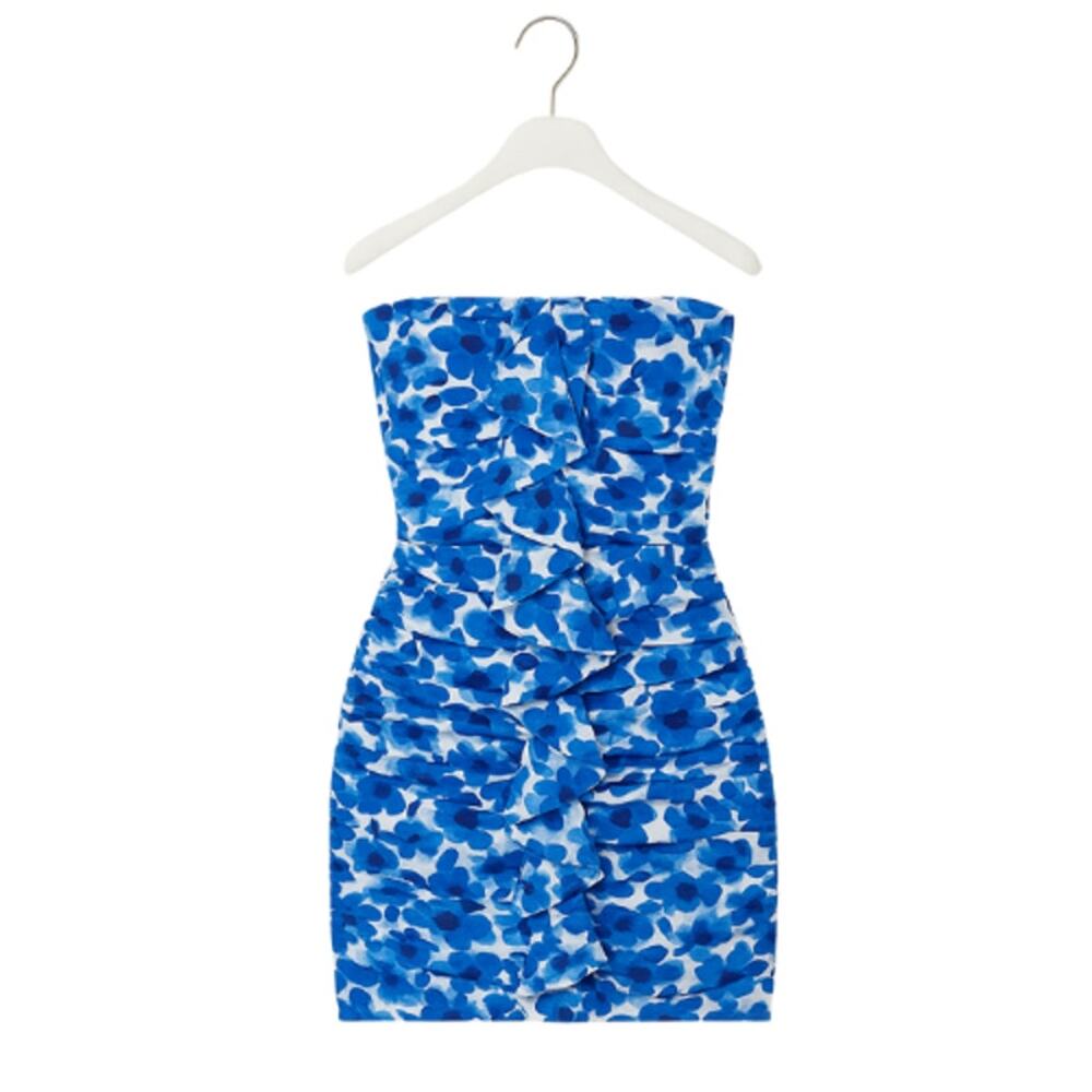 MORE TO COME Natalie Strapless Mini Dress in Cobalt Floral NWT Size Small - Picture 4 of 4
